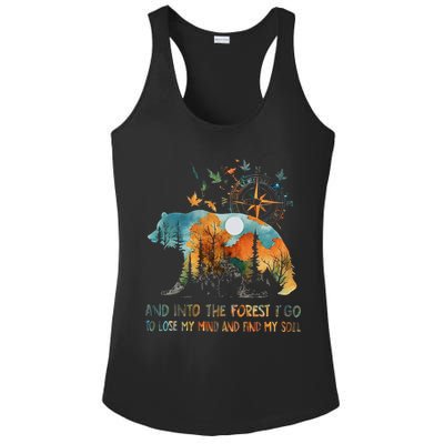 And Into The Forest I Go To Lose My Mind Camping Bear Ladies PosiCharge Competitor Racerback Tank