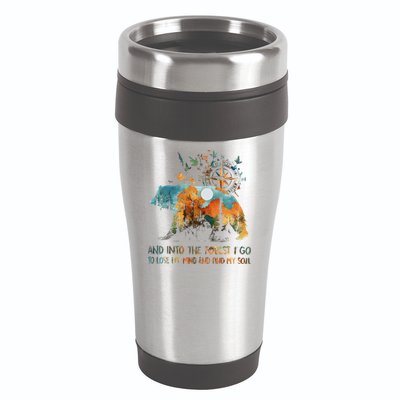 And Into The Forest I Go To Lose My Mind Camping Bear 16oz Travel Tumbler