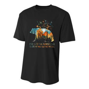 And Into The Forest I Go To Lose My Mind Camping Bear Youth Performance Sprint T-Shirt