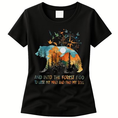 And Into The Forest I Go To Lose My Mind Camping Bear Womens T-Shirt