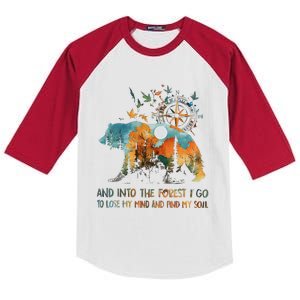 And Into The Forest I Go To Lose My Mind Camping Bear Kids Colorblock Raglan Jersey