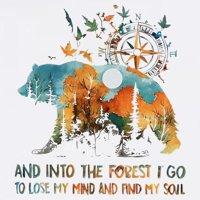 And Into The Forest I Go To Lose My Mind Camping Bear Garment-Dyed Sweatshirt