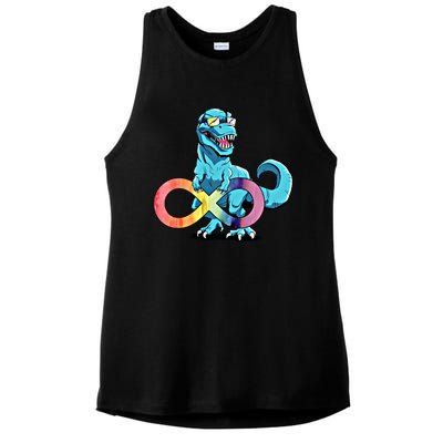 Autism Infinity Trex Dinosaur Gift Ladies PosiCharge Tri-Blend Wicking Tank