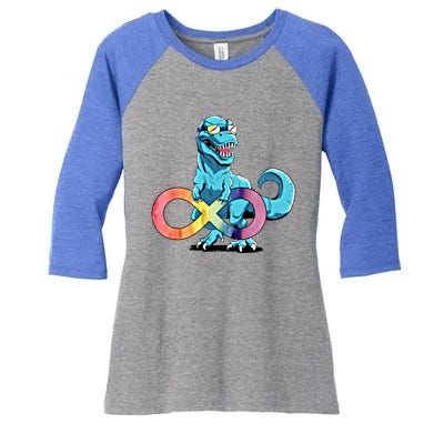 Autism Infinity Trex Dinosaur Gift Women's Tri-Blend 3/4-Sleeve Raglan Shirt