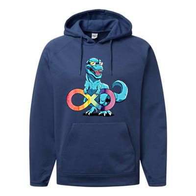 Autism Infinity Trex Dinosaur Gift Performance Fleece Hoodie