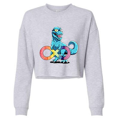 Autism Infinity Trex Dinosaur Gift Cropped Pullover Crew