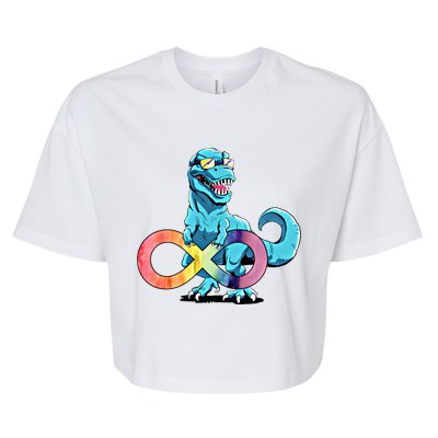 Autism Infinity Trex Dinosaur Gift Bella+Canvas Jersey Crop Tee