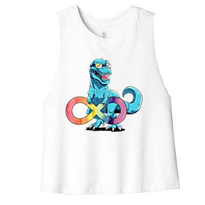 Autism Infinity Trex Dinosaur Gift Women's Racerback Cropped Tank