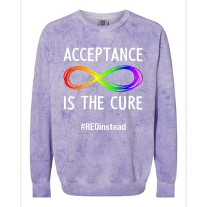 Acceptance Is The Cure Autismmeaningful Giftacceptance In April Gift Colorblast Crewneck Sweatshirt