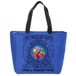 And I Think To Mys What A Wonderful World Gift Funny Gift Zip Tote Bag