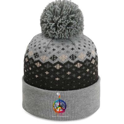 And I Think To Myself What A Wonderful World Peace Symbol Cool Gift The Baniff Cuffed Pom Beanie