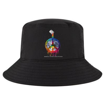 And I Think To Myself What A Wonderful World Peace Symbol Cool Gift Cool Comfort Performance Bucket Hat