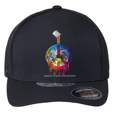 And I Think To Myself What A Wonderful World Peace Symbol Cool Gift Flexfit Unipanel Trucker Cap