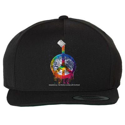 And I Think To Myself What A Wonderful World Peace Symbol Cool Gift Wool Snapback Cap