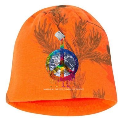 And I Think To Myself What A Wonderful World Peace Symbol Cool Gift Kati - Camo Knit Beanie