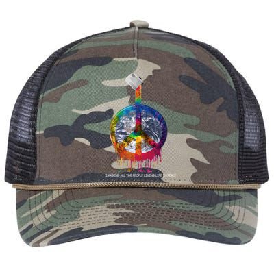 And I Think To Myself What A Wonderful World Peace Symbol Cool Gift Retro Rope Trucker Hat Cap