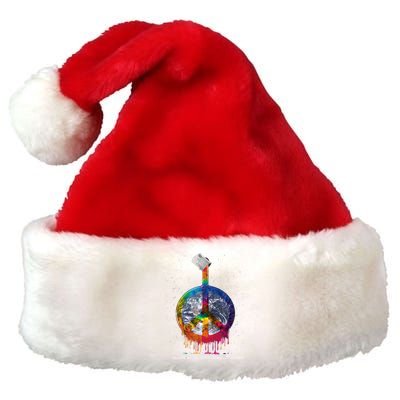 And I Think To Myself What A Wonderful World Peace Symbol Cool Gift Premium Christmas Santa Hat