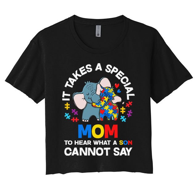 Autism It Takes A Special Mom Autistic Son Proud Autism Mom Crop Top