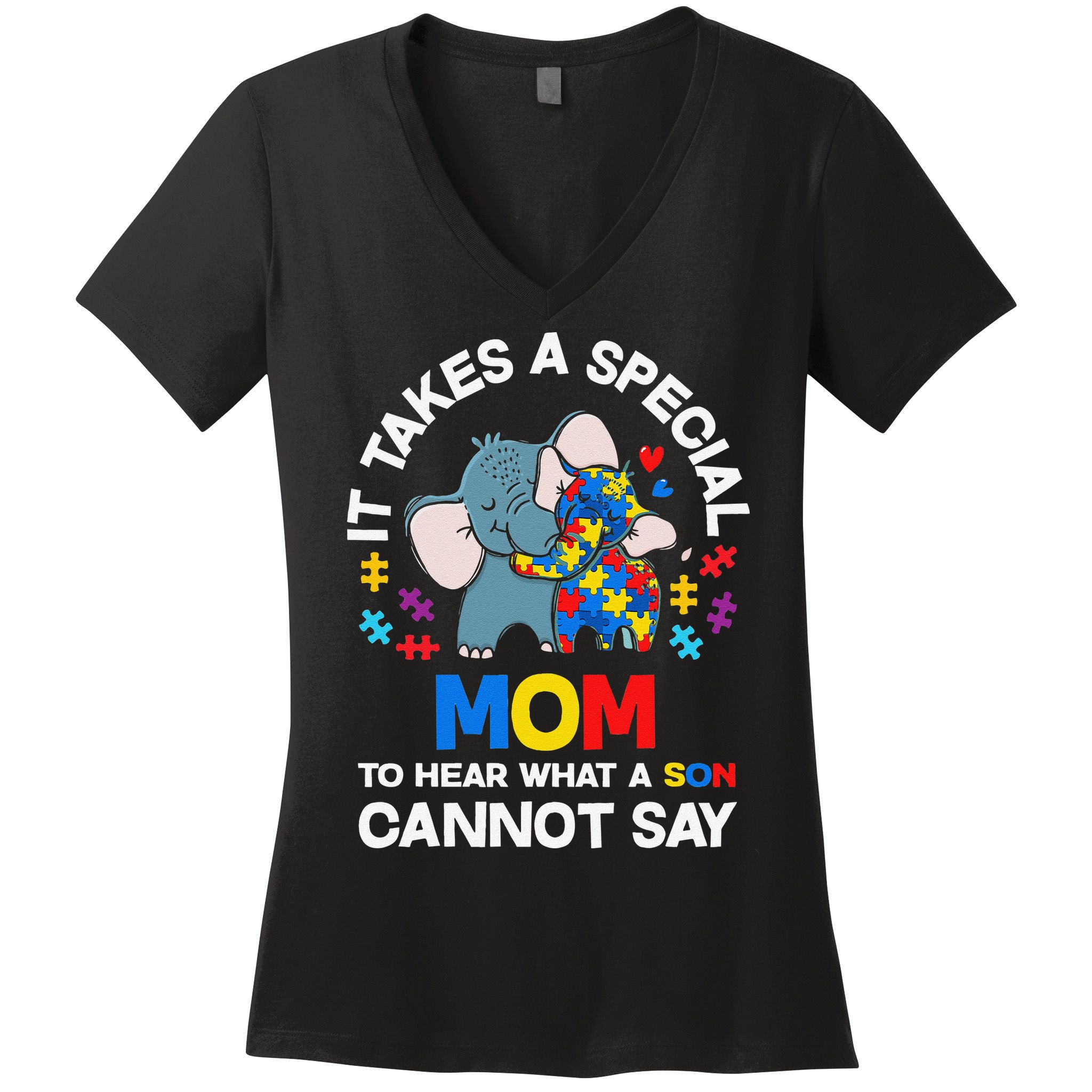 Autism It Takes A Special Mom Autistic Son Proud Autism Mom Women's V-Neck T-Shirt