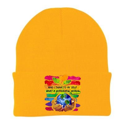 And I Think To My S What A Wonderful World Gift Knit Cap Winter Beanie