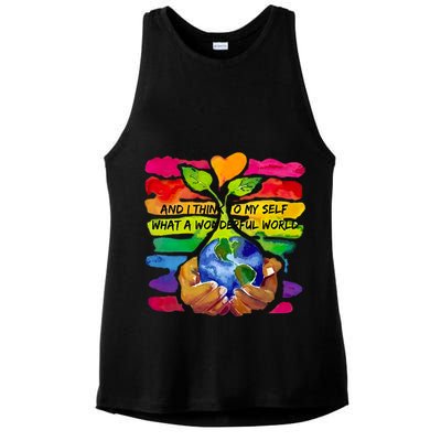 And I Think To My S What A Wonderful World Gift Ladies PosiCharge Tri-Blend Wicking Tank