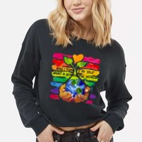 And I Think To My S What A Wonderful World Gift Cropped Pullover Crew