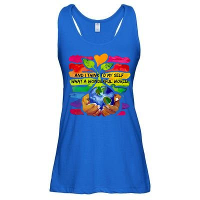 And I Think To My S What A Wonderful World Gift Ladies Essential Flowy Tank