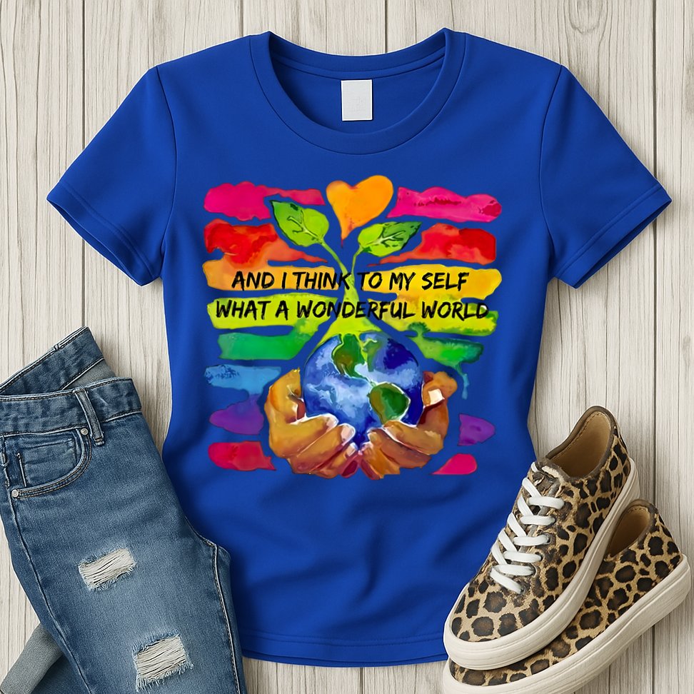 And I Think To My S What A Wonderful World Gift Womens T-Shirt