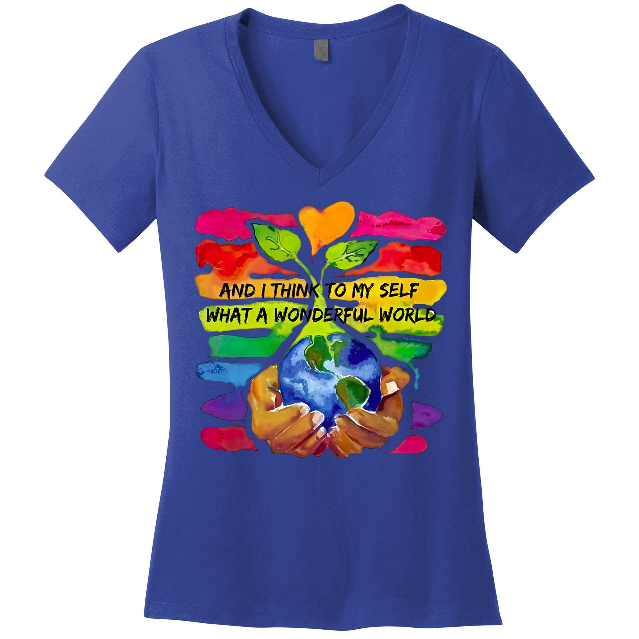 And I Think To My S What A Wonderful World Gift Women's V-Neck T-Shirt