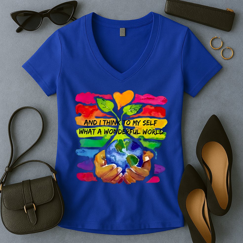 And I Think To My S What A Wonderful World Gift Women's V-Neck T-Shirt