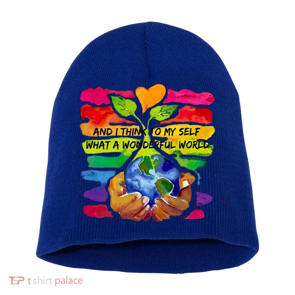And I Think To My S What A Wonderful World Gift Short Acrylic Beanie