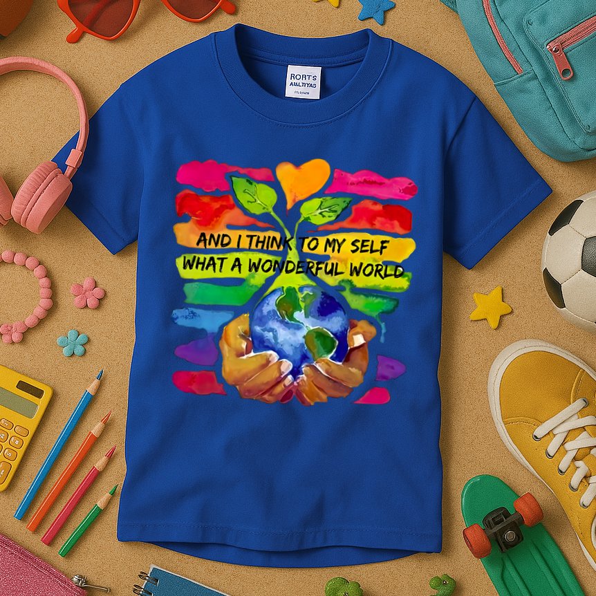 And I Think To My S What A Wonderful World Gift Kids T-Shirt