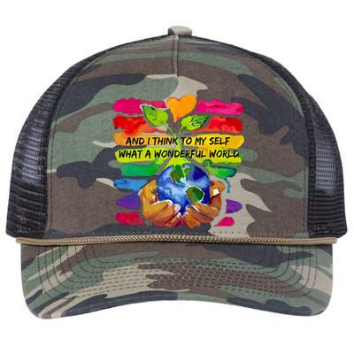 And I Think To My S What A Wonderful World Gift Retro Rope Trucker Hat Cap