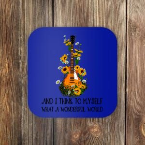 And I Think To Mys What A Wonderful World Hippie Guitar Great Gift Coaster