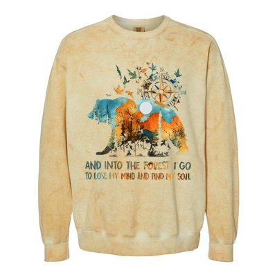 And Into The Forest I Go To Lose My Mind Camping Bear Colorblast Crewneck Sweatshirt