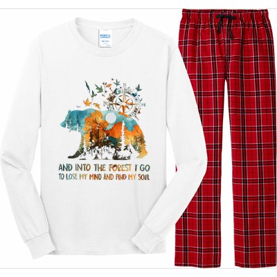 And Into The Forest I Go To Lose My Mind Camping Bear Long Sleeve Pajama Set