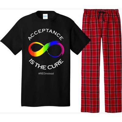 Acceptance Is The Cure Hastag Red Instead Autism Awareness Pajama Set