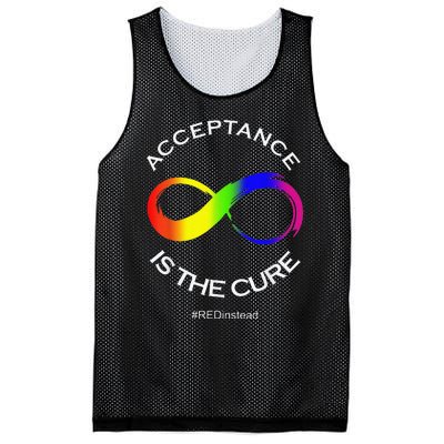 Acceptance Is The Cure Hastag Red Instead Autism Awareness Mesh Reversible Basketball Jersey Tank