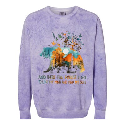 And Into The Forest I Go To Lose My Mind Camping Bear Colorblast Crewneck Sweatshirt