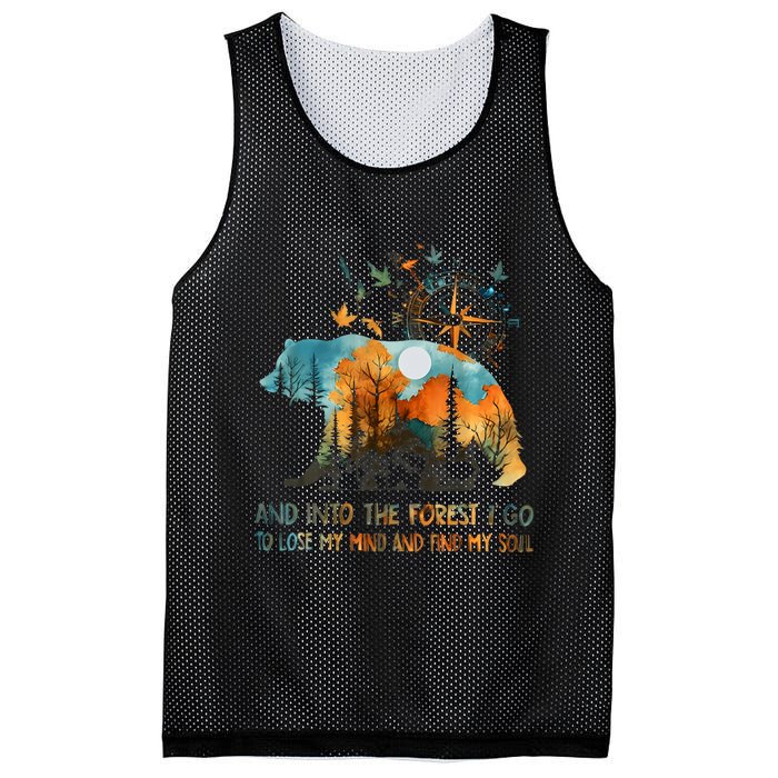 And Into The Forest I Go To Lose My Mind Camping Bear Mesh Reversible Basketball Jersey Tank