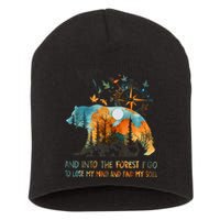 And Into The Forest I Go To Lose My Mind Camping Bear Short Acrylic Beanie