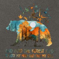 And Into The Forest I Go To Lose My Mind Camping Bear Cotton Canvas Backpack