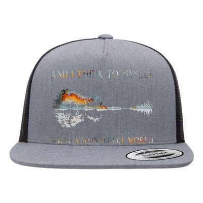 And I Think To Myself What A Wonderful World Guitar Lake Flat Bill Trucker Hat