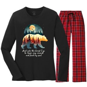 And Into The Forest I Go To Lose My Mind And Find My Soul Women's Long Sleeve Flannel Pajama Set 