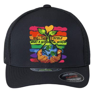 And I Think To Myself What A Wonderful World Flexfit Unipanel Trucker Cap