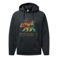 And Into The Forest I Go To Lose My Mind Camping Bear Retro Performance Fleece Hoodie