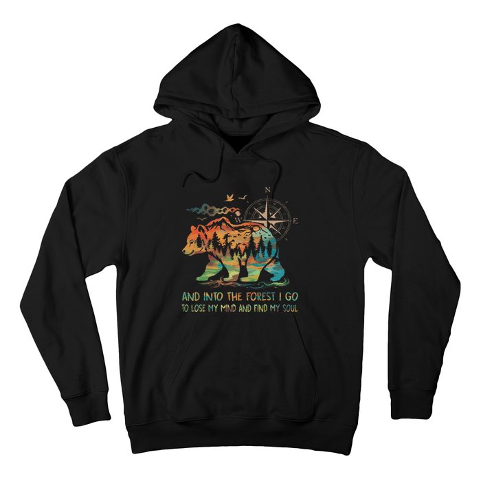 And Into The Forest I Go To Lose My Mind Camping Bear Retro Hoodie