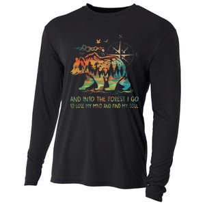 And Into The Forest I Go To Lose My Mind Camping Bear Retro Cooling Performance Long Sleeve Crew