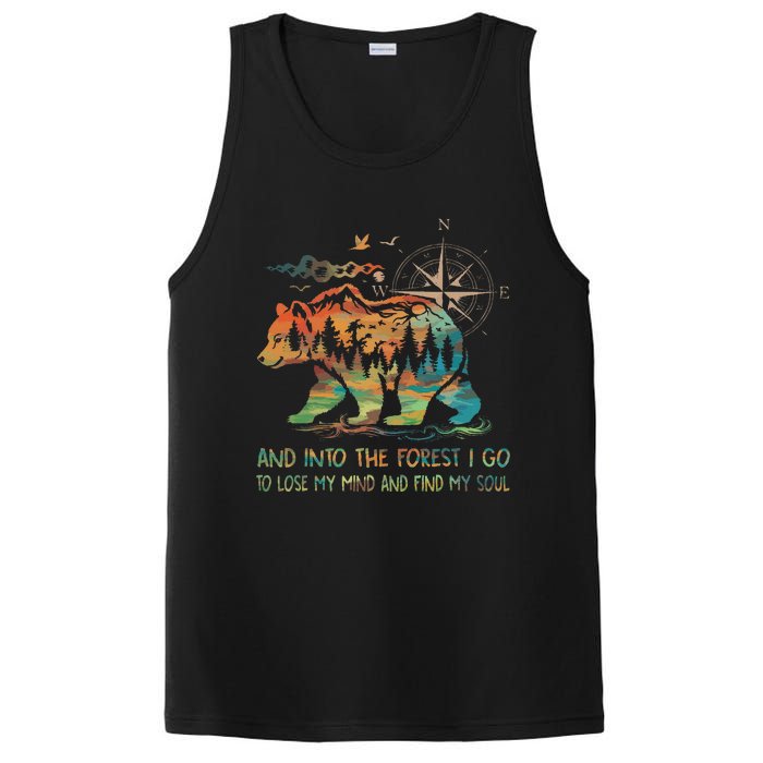 And Into The Forest I Go To Lose My Mind Camping Bear Retro PosiCharge Competitor Tank