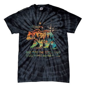 And Into The Forest I Go To Lose My Mind Camping Bear Retro Tie-Dye T-Shirt